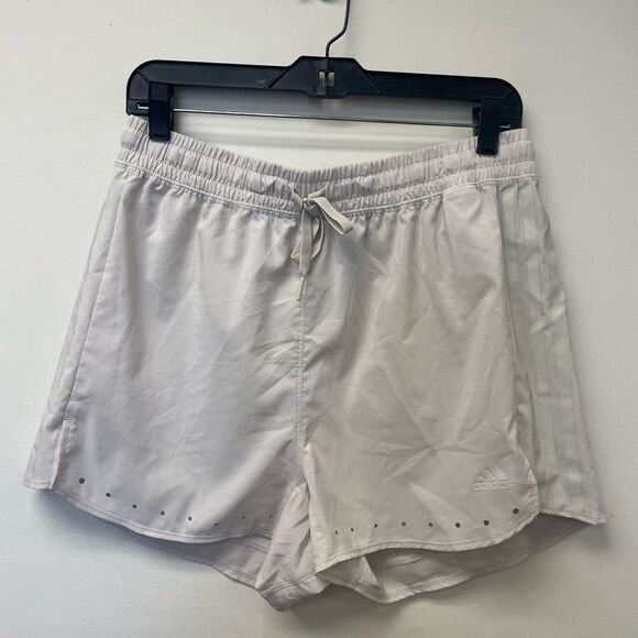 Adidas White Athletic Shorts Sporty Y2K Clean Girl Aesthetic SZ M - Picture 1 of 7